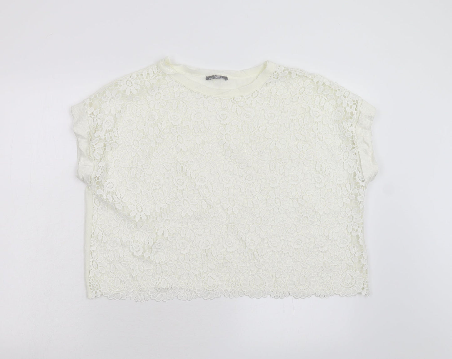 Zara Womens Ivory Floral  Pullover Jumper Size M