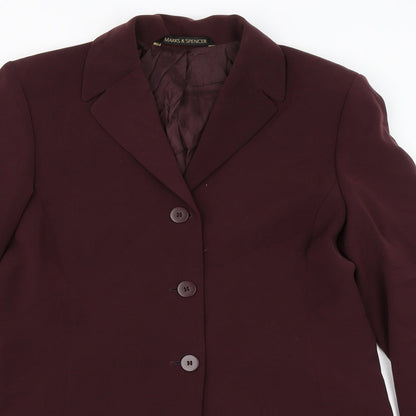 Preloved Marks and Spencer Womens Red   Overcoat Jacket Size 14 - Detail