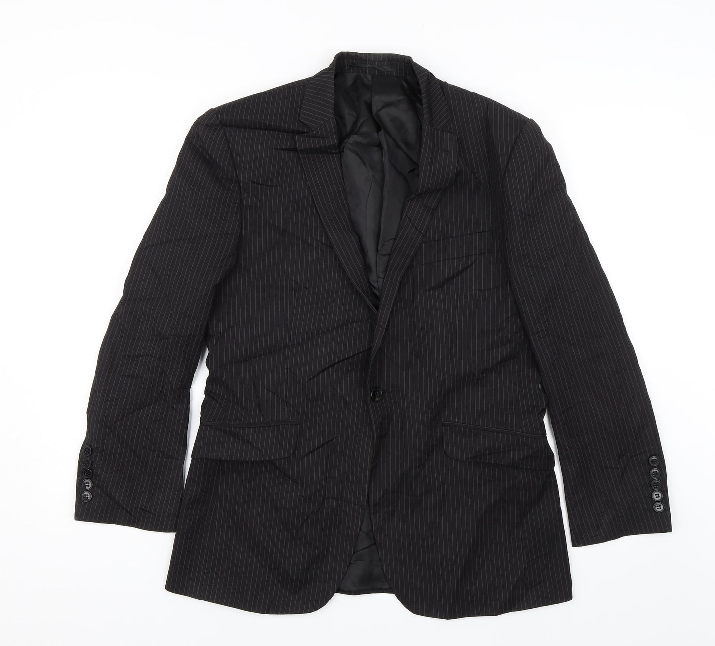 Cartel Mens Black Striped  Jacket Suit Jacket Size 38