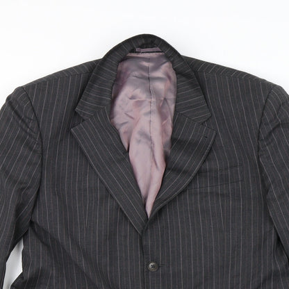 Preloved NEXT Mens Grey Striped  Jacket Suit Jacket Size 42 - Detail