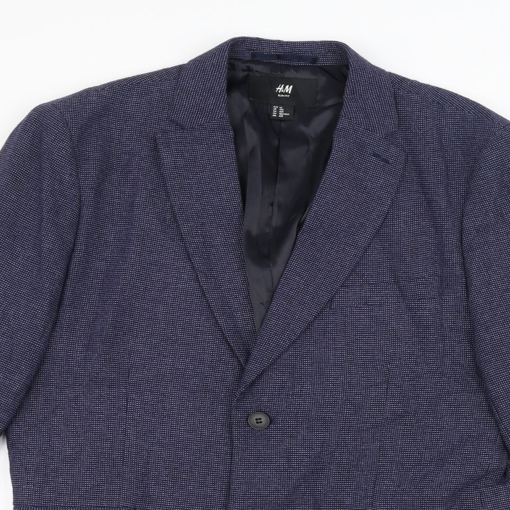 H&M Mens Blue   Jacket Suit Jacket Size 42