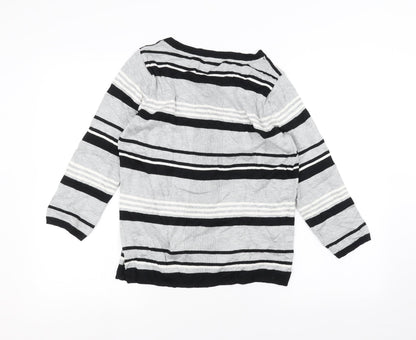 Back view of Principles women’s grey striped jumper, size UK 14
