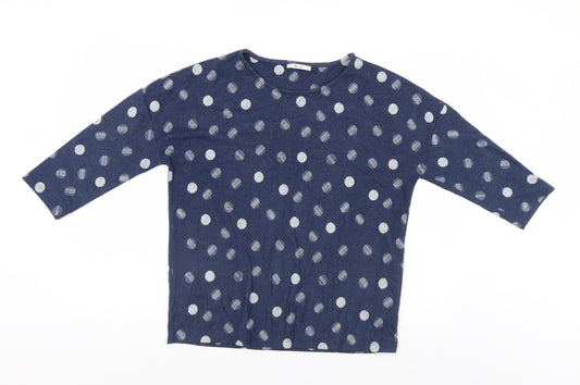 TU Womens Blue Polka Dot  Henley Jumper Size 12