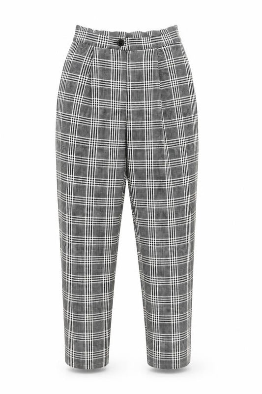 Divided Womens Black Herringbone  Trousers  Size 6 L25 in - Elastic Waist