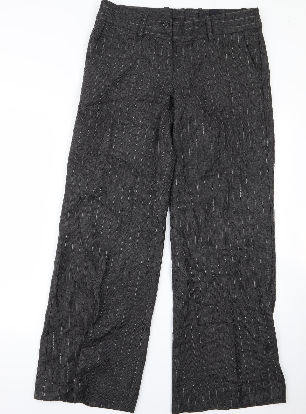 H&M Womens Grey Striped  Trousers  Size 38 L28 in