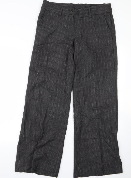 H&M Womens Grey Striped  Trousers  Size 38 L28 in