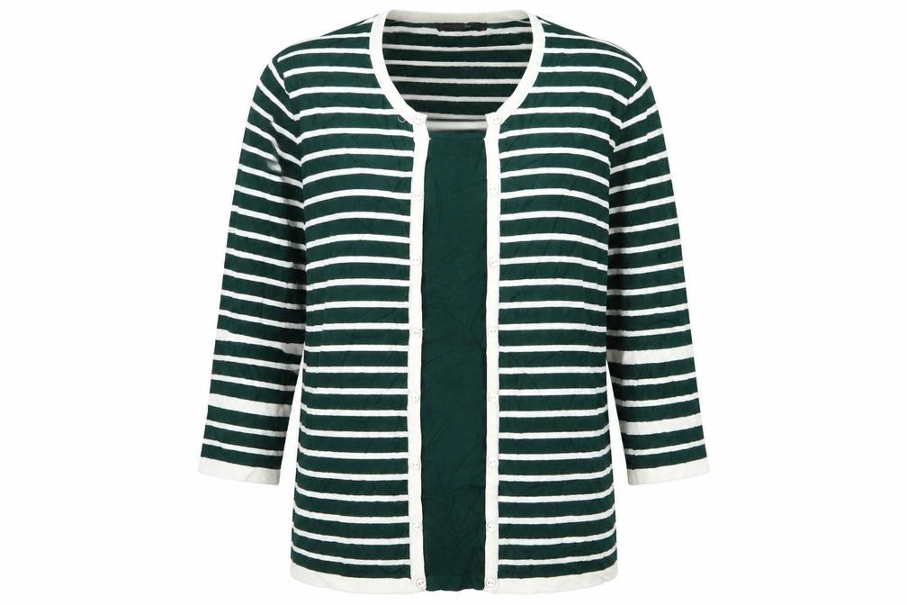 elegance Womens Green Striped  Pullover Jumper Size XL