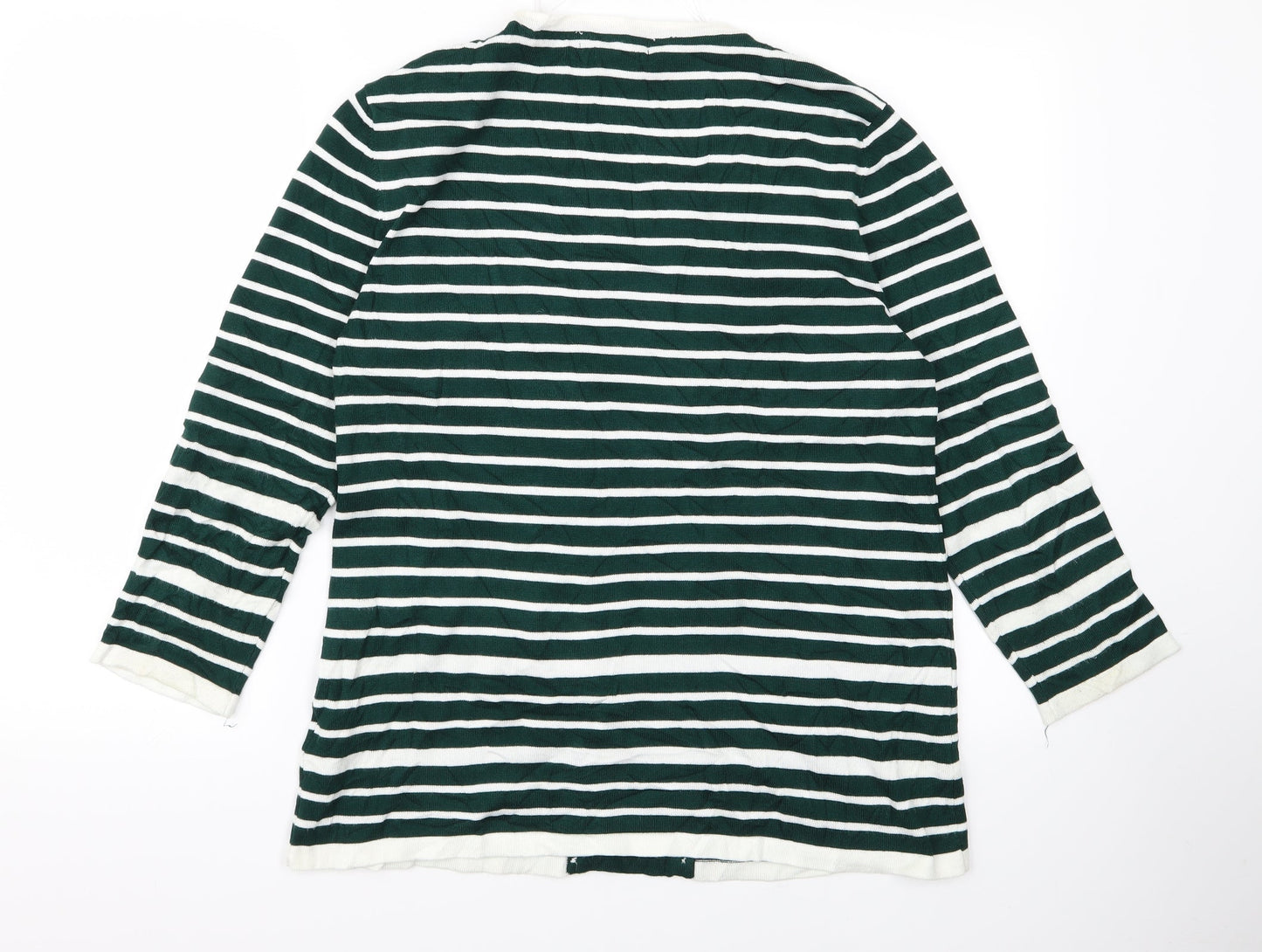 elegance Womens Green Striped  Pullover Jumper Size XL