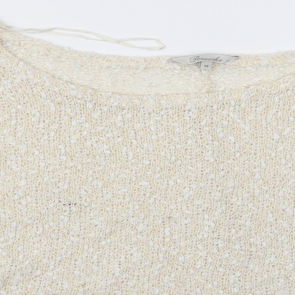 Peacocks Womens White   Pullover Jumper Size 18