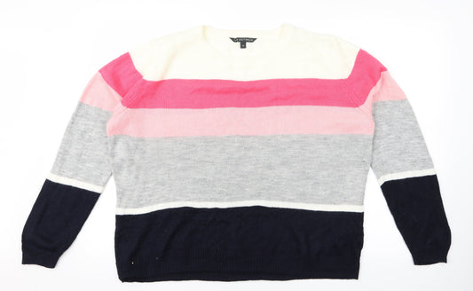 bonmrache Womens Multicoloured Striped  Pullover Jumper Size 16