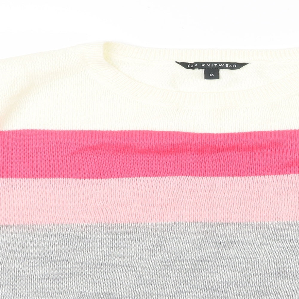 bonmrache Womens Multicoloured Striped  Pullover Jumper Size 16