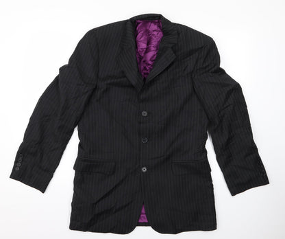 Super 100's  Womens Black Striped  Jacket  Size 10