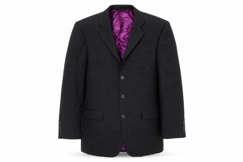 Super 100's  Womens Black Striped  Jacket  Size 10