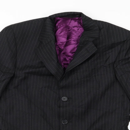 Super 100's  Womens Black Striped  Jacket  Size 10