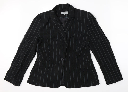 Marks & Spencer Womens Black Striped  Jacket Suit Jacket Size 14