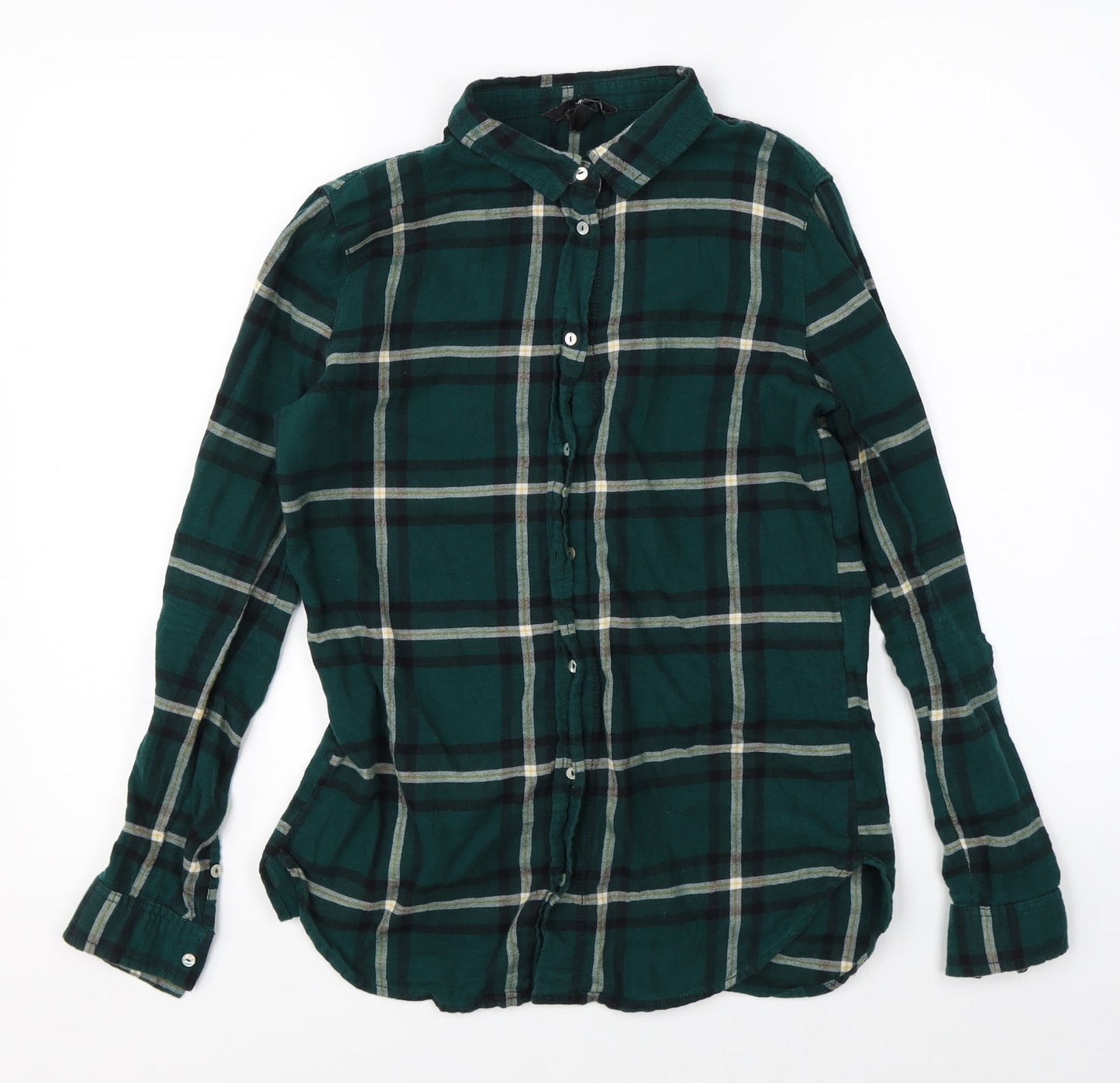 H&M Womens Green Plaid  Basic Button-Up Size 4