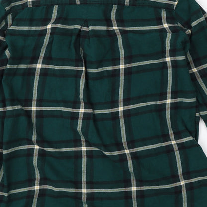 Preloved H&M Womens Green Plaid  Basic Button-Up Size 4 - Label