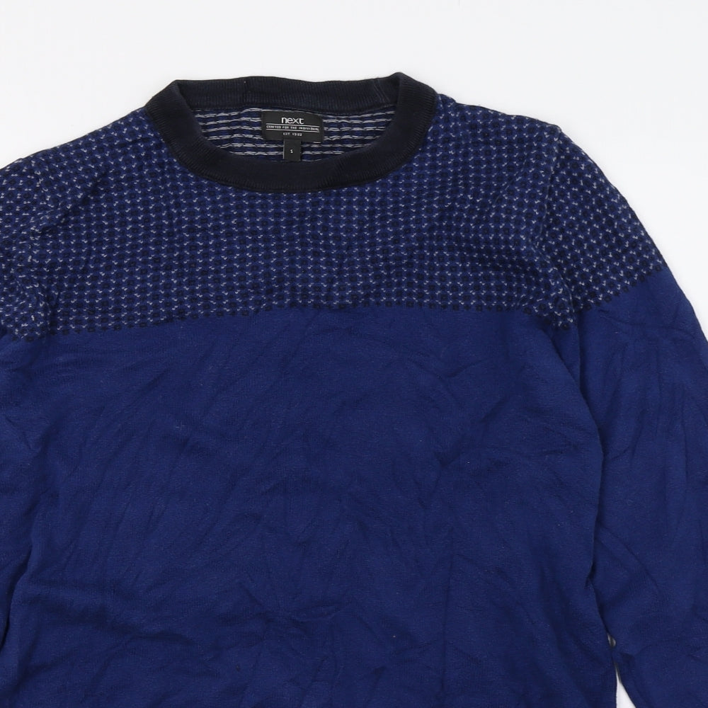 NEXT Mens Blue Polka Dot Knit Pullover Jumper Size S