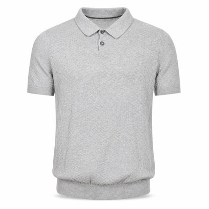 Front view of ACW 85 men’s grey polo, size S