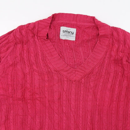 Preloved TIFFANY  Womens Pink  Knit Pullover Jumper Size L - Detail