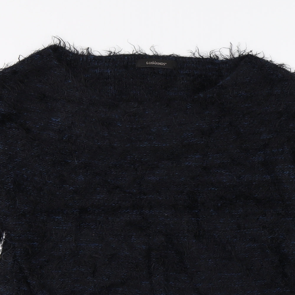 Guimanos Womens Black  Knit Pullover Jumper Size M