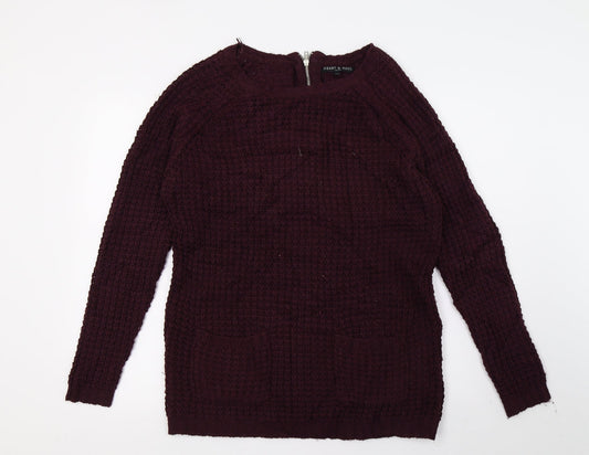 Heart & Soul Womens Purple  Knit Pullover Jumper Size 12