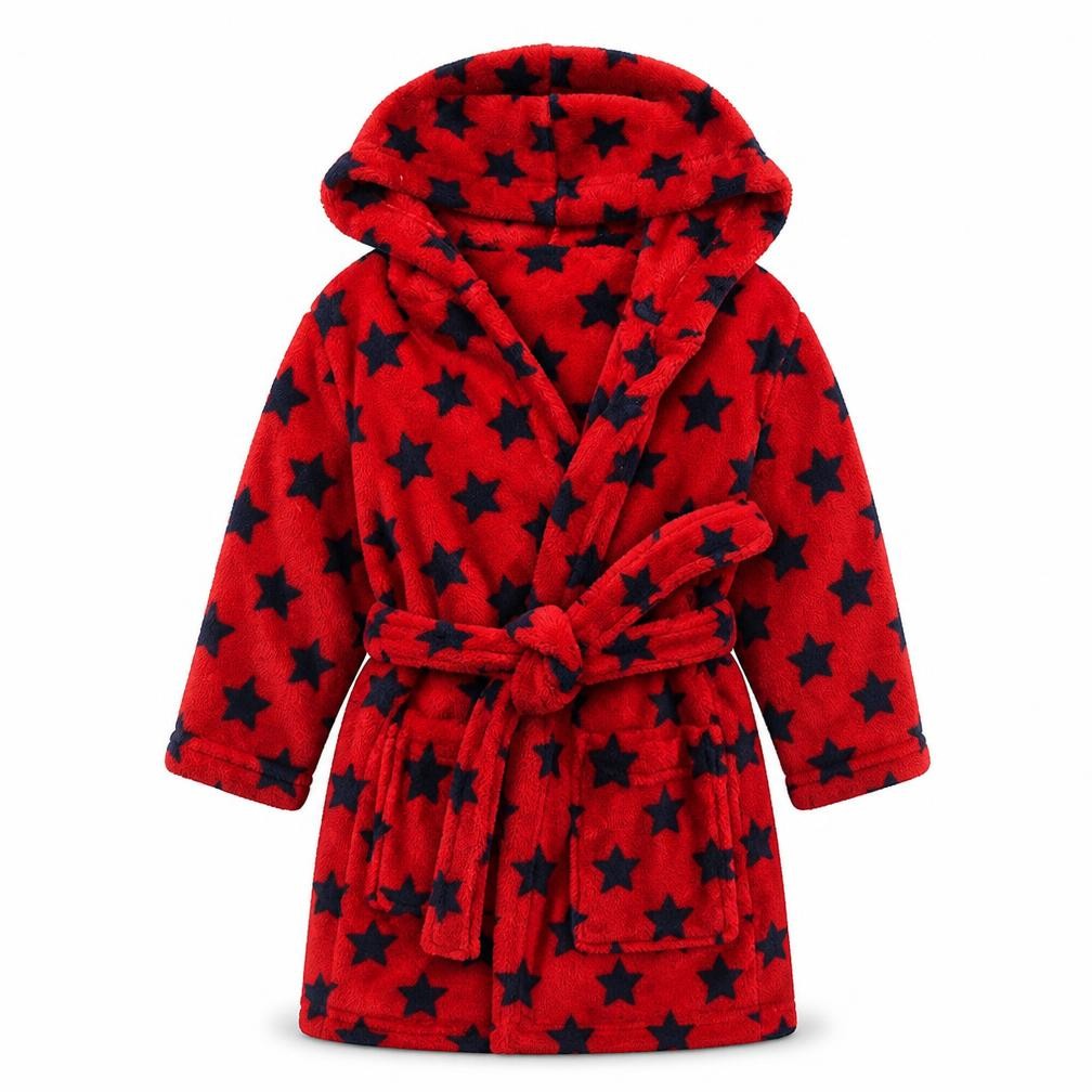 NEXT Boys Red Geometric Microfibre  Robe Size 3-4 Years  - Star