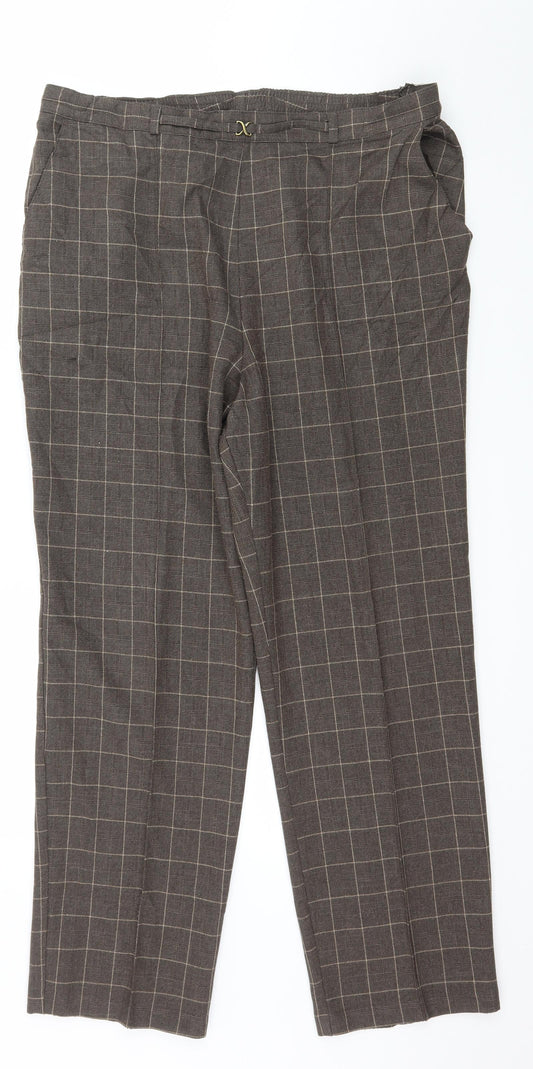 Marks and Spencer Womens Brown Check  Trousers  Size 16 L29 in