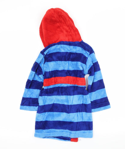 Preloved Disney Boys Black Striped Microfibre  Robe Size 2-3 Years  - Mickey Mouse - Back