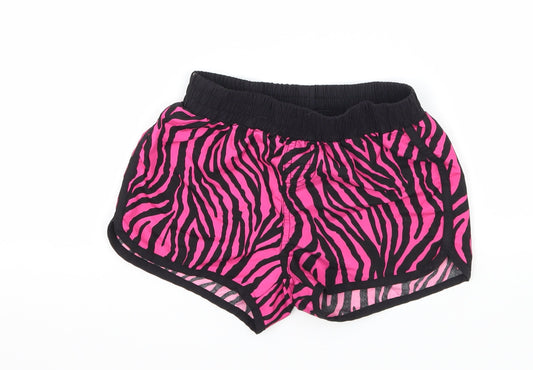 Miss evie Girls Black Animal Print  Sweat Shorts Size 7 Years