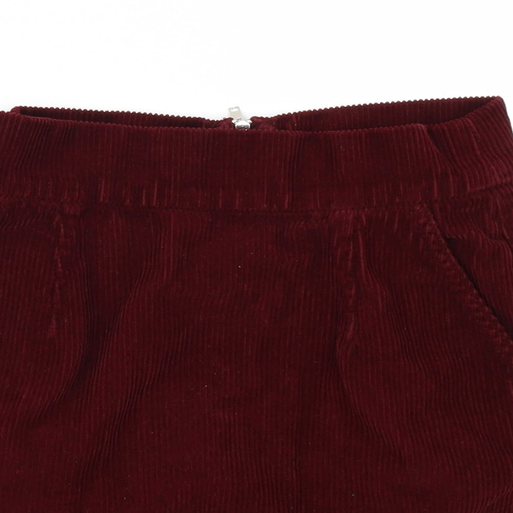 Topshop Womens Red  Corduroy A-Line Skirt Size 26 in