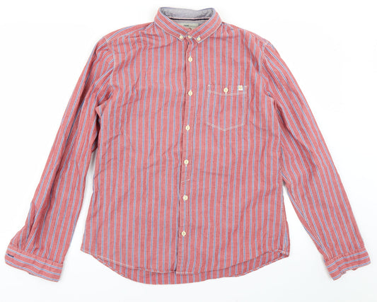 NEXT Mens Red Striped   Button-Up Size M