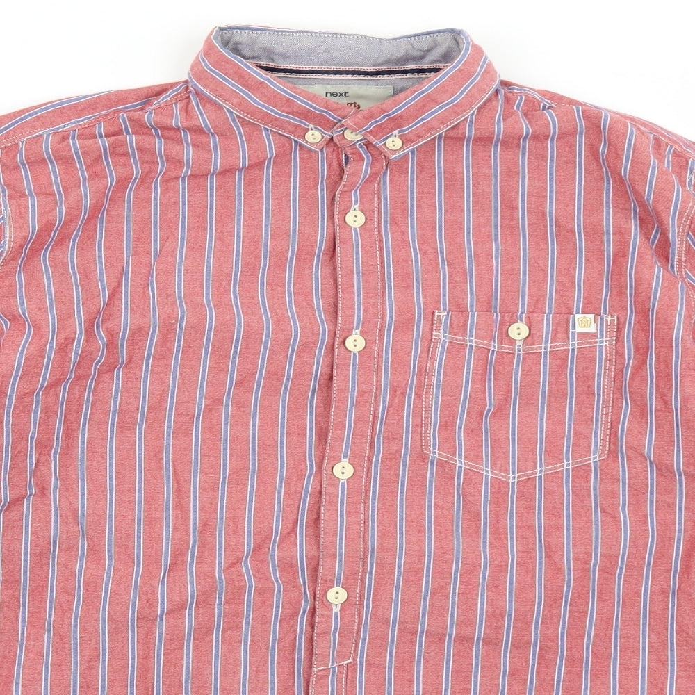 NEXT Mens Red Striped   Button-Up Size M