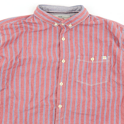 Preloved NEXT Mens Red Striped   Button-Up Size M - Detail