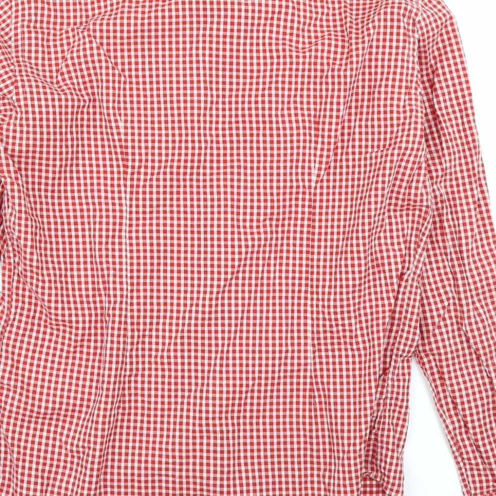 Zara Mens Red Check   Button-Up Size S