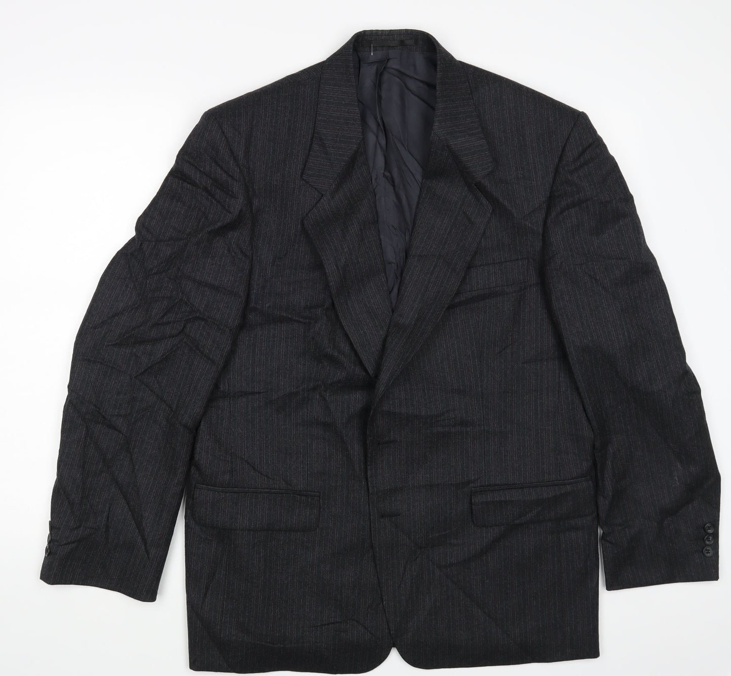 Label Mens Grey Striped  Jacket Suit Jacket Size 44