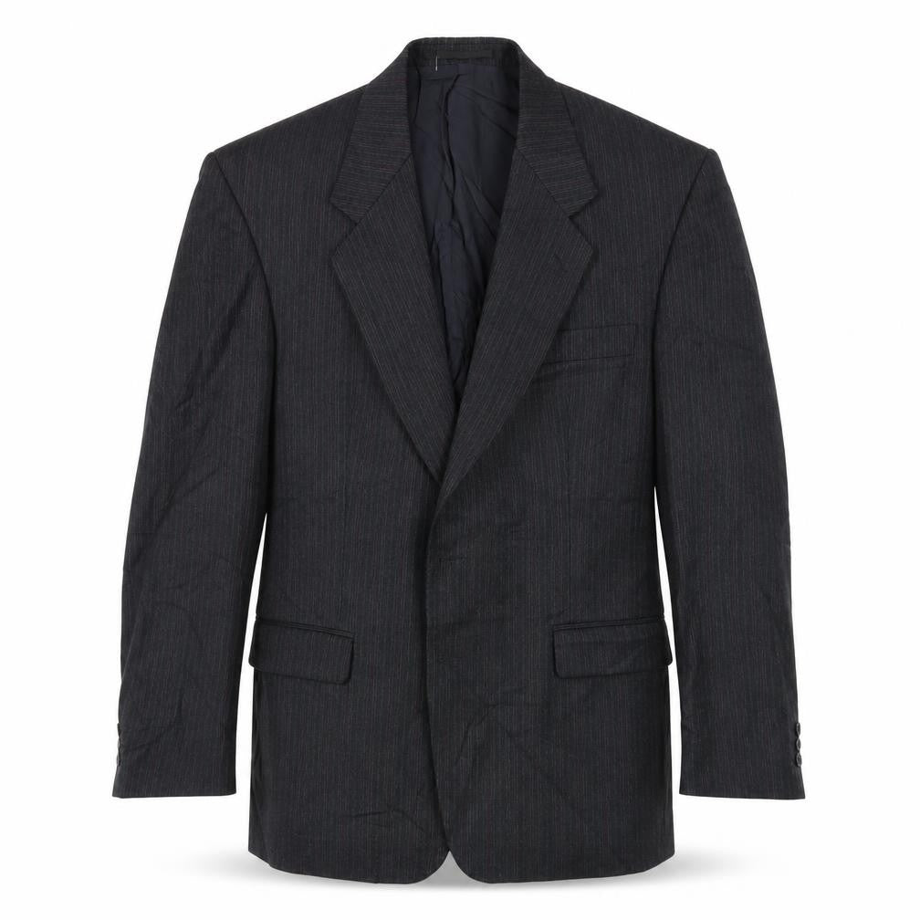 Label Mens Grey Striped  Jacket Suit Jacket Size 44