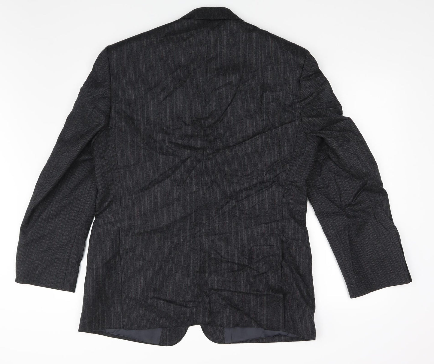 Label Mens Grey Striped  Jacket Suit Jacket Size 44