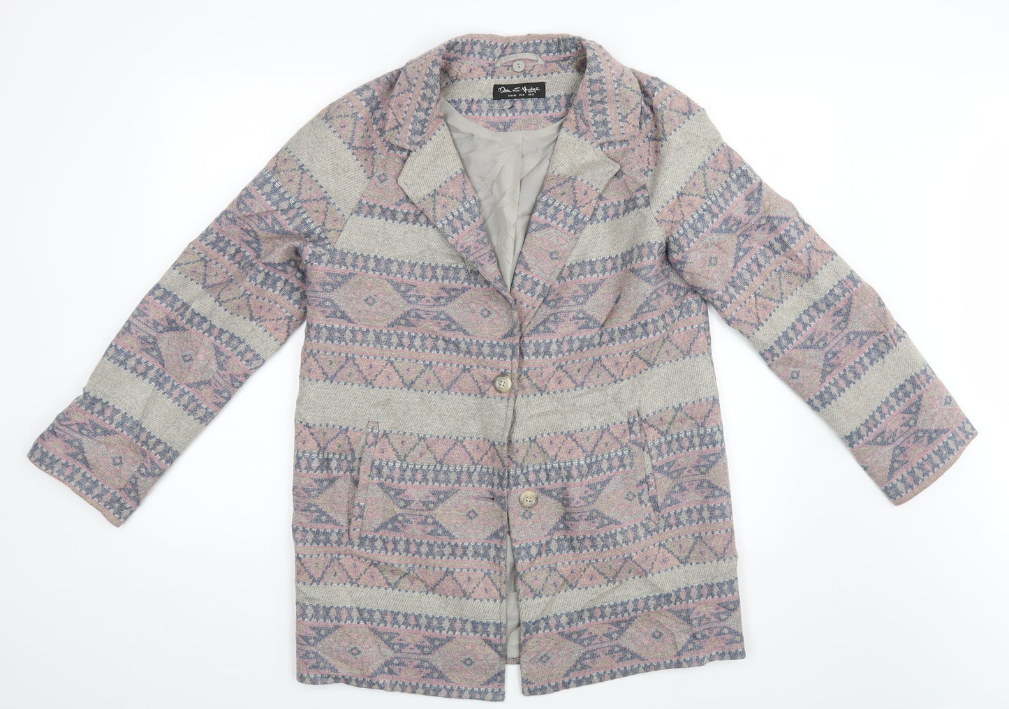 Miss Selfridge Womens Multicoloured Argyle/Diamond  Jacket Coat Size 12