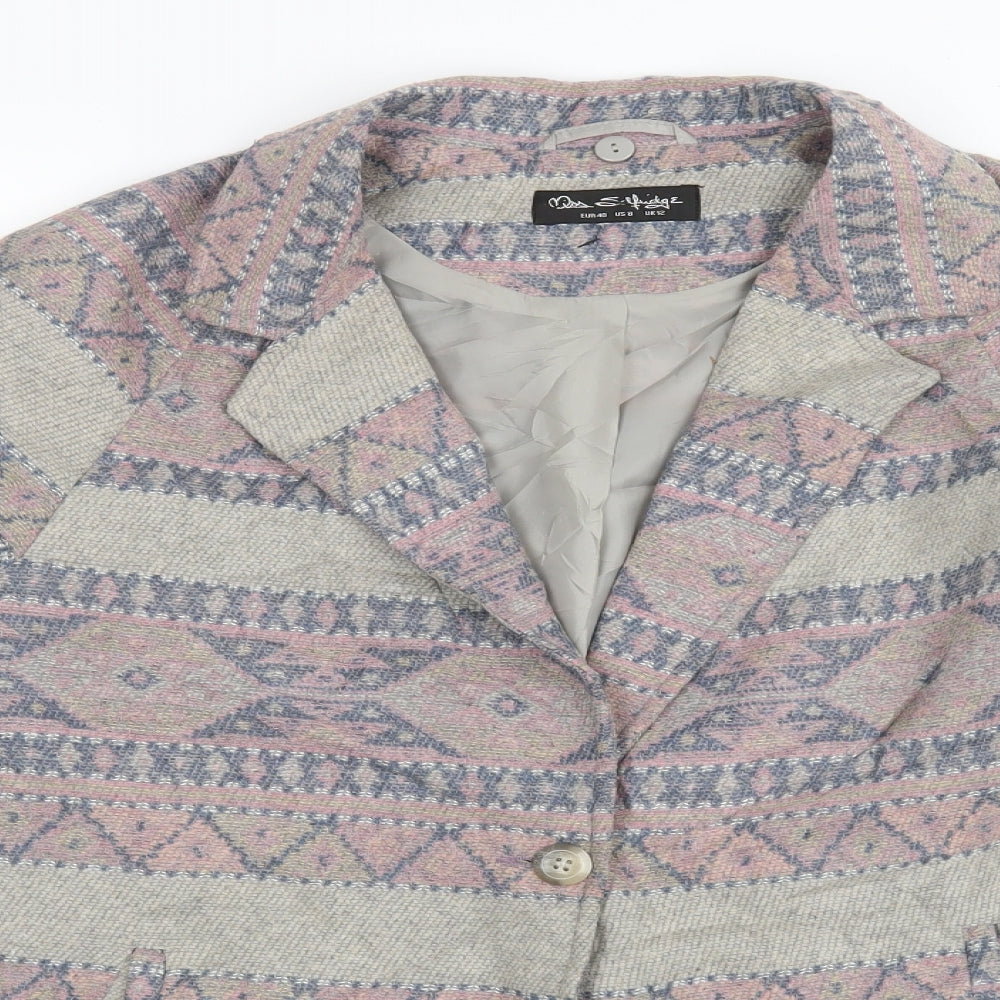 Miss Selfridge Womens Multicoloured Argyle/Diamond  Jacket Coat Size 12