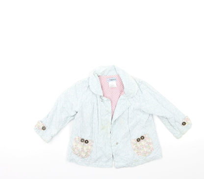 Additional front view of Henry girls’ blue floral jacket, size 3, years
