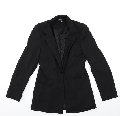 Select Womens Black Striped  Jacket Suit Jacket Size 8