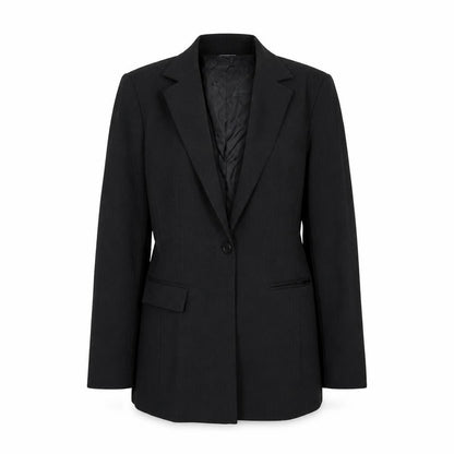 Select Womens Black Striped  Jacket Suit Jacket Size 8