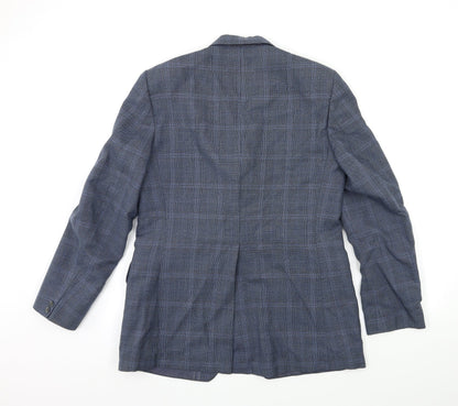 Preloved Preworn Mens Blue Check  Jacket Suit Jacket Size 40 - Back