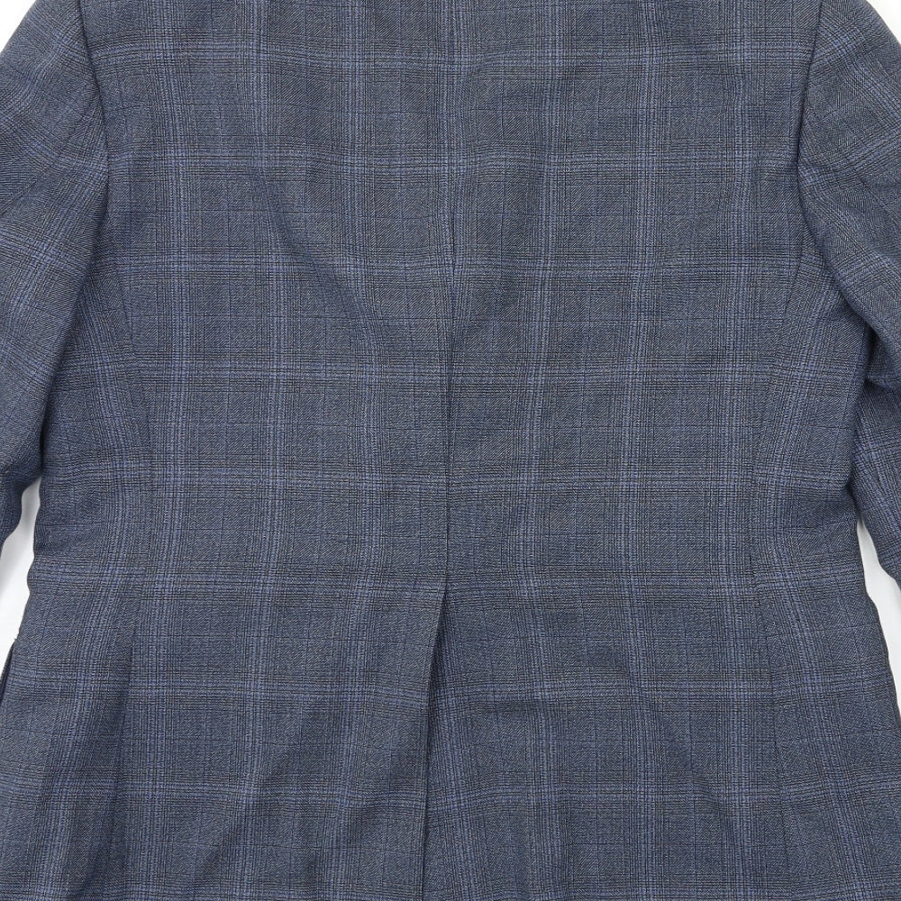 Preworn Mens Blue Check  Jacket Suit Jacket Size 40