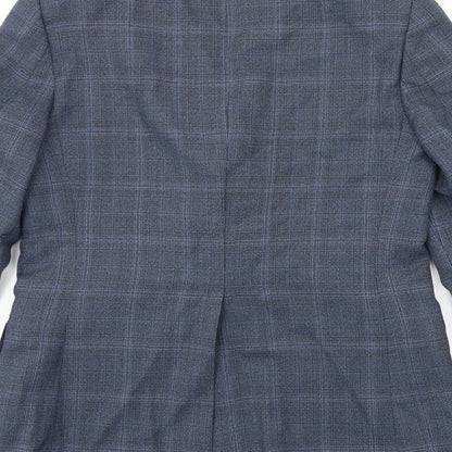 Preloved Preworn Mens Blue Check  Jacket Suit Jacket Size 40 - Label