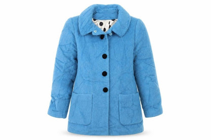 Front view of ochirly girls’ blue overcoat coat, size 14, years