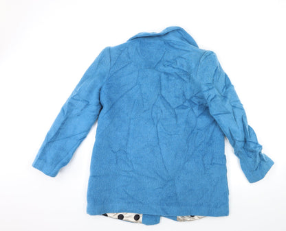 Back view of ochirly girls’ blue overcoat coat, size 14, years
