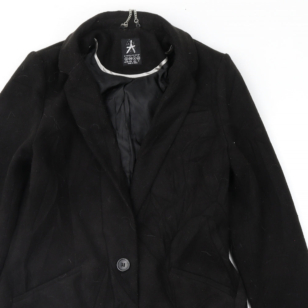 Atmosphere Womens Black   Overcoat Coat Size 10