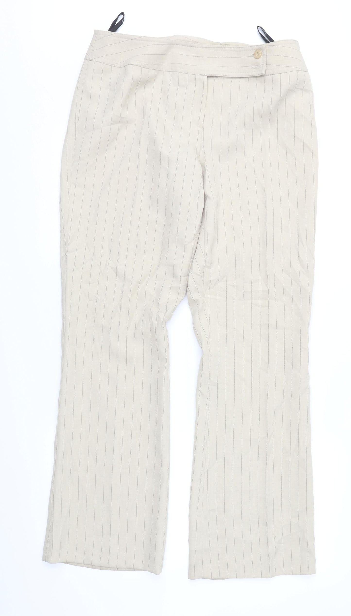 Dorothy Perkins Womens Beige Striped  Trousers  Size 14 L31 in